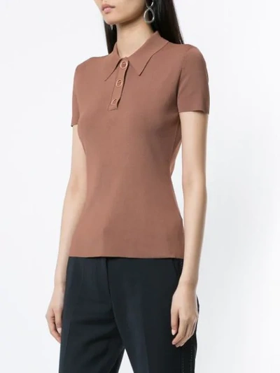 Shop Dion Lee Slim-fit Polo Top In Brown