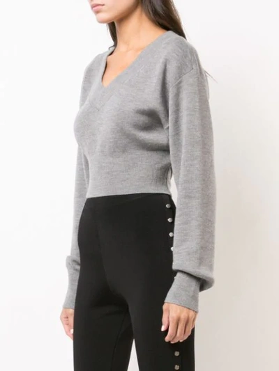 Shop Alexander Wang T T By Alexander Wang Cropped Knit Sweater - Grey