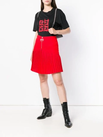 Shop Givenchy Zip Front Pleated Mini Skirt In Red