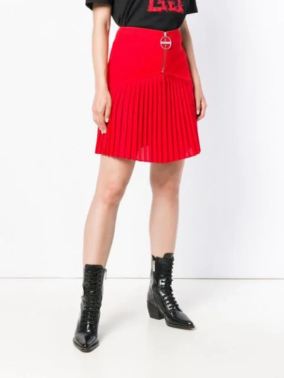 Shop Givenchy Zip Front Pleated Mini Skirt In Red