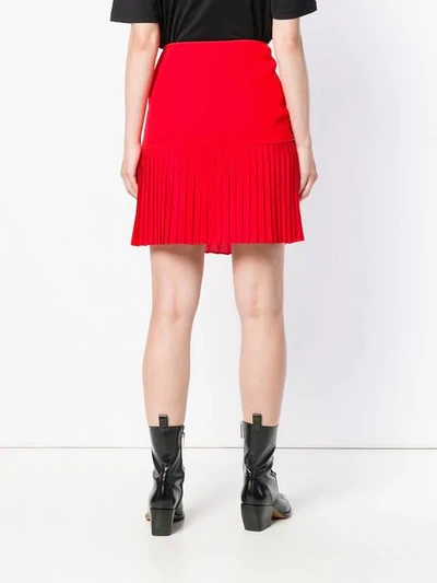 Shop Givenchy Zip Front Pleated Mini Skirt In Red
