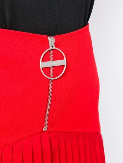 Shop Givenchy Zip Front Pleated Mini Skirt In Red