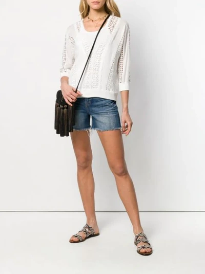 Shop Saint Laurent Lace Panel Blouse In White