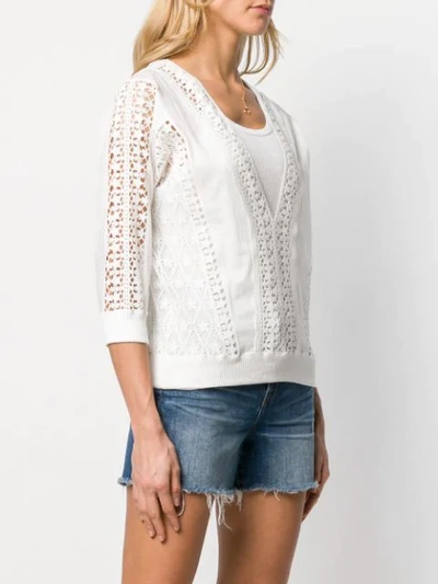 Shop Saint Laurent Lace Panel Blouse In White