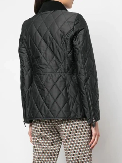 Shop Burberry Quilted Logo Plaque Jacket In Black