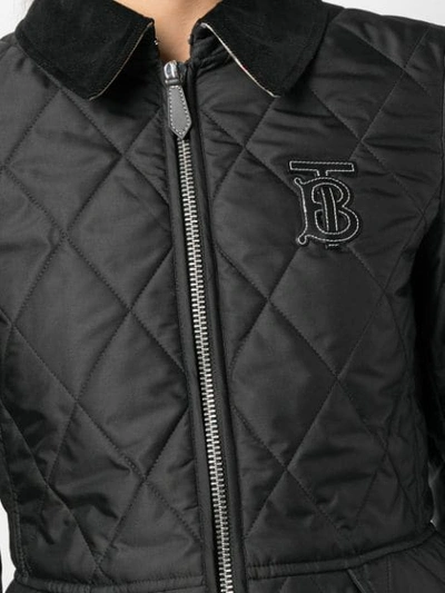 Shop Burberry Quilted Logo Plaque Jacket In Black