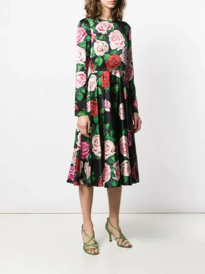 Shop Dolce & Gabbana Floral Print Midi Dress In Hnx46 Mix Rose Fdo.nero