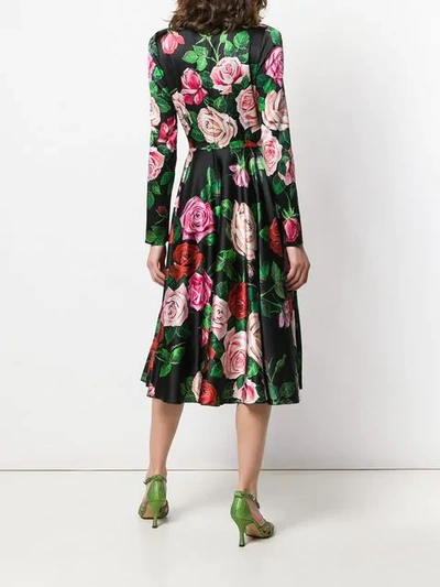 Shop Dolce & Gabbana Floral Print Midi Dress In Hnx46 Mix Rose Fdo.nero