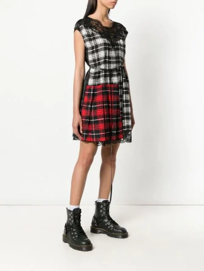 Shop Marc Jacobs Contrast Panel Check Dress In Black