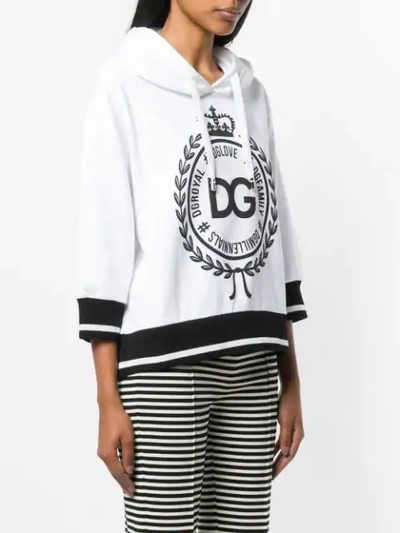 Shop Dolce & Gabbana Logo Print Hoodie In White