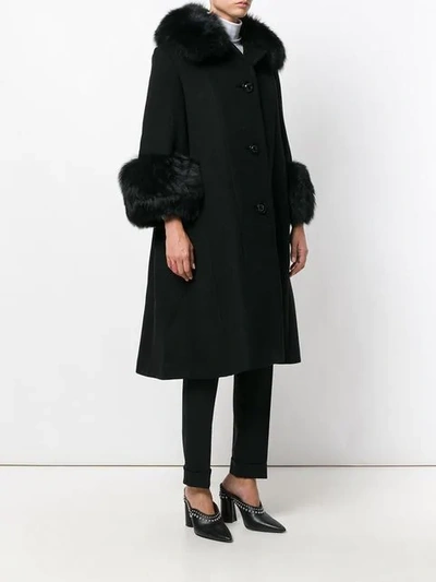 Shop Saks Potts Fox Fur Trim Coat In Black