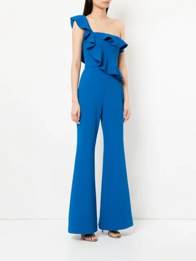 Shop Rebecca Vallance Caspian One Shoulder Jumpsuit - Blue
