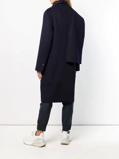 Shop Jw Anderson Navy Double Face Wool Scarf Coat In Blue