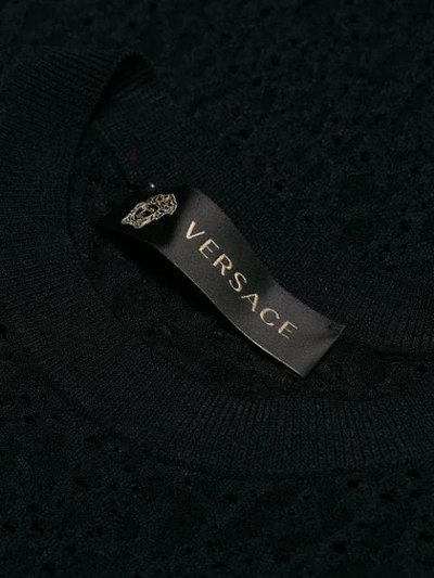 Shop Versace Pointelle Knit Top In Black