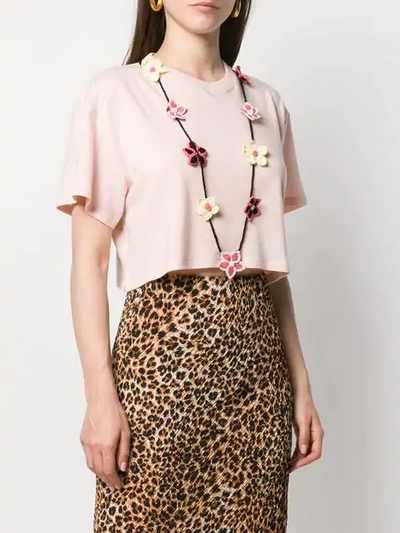 Shop Alanui Cropped T-shirt In Pink