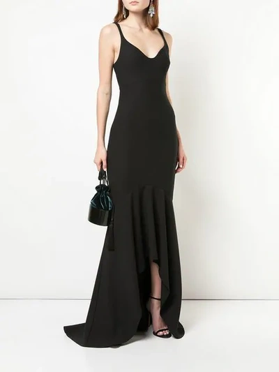 Shop Cinq À Sept Sade Ruffled Hem Gown In Black