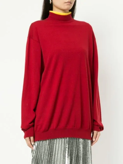 Shop Strateas Carlucci Skivvy Knit Sweate In Red