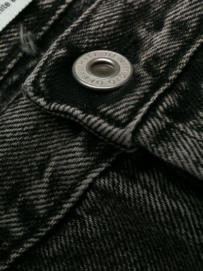 Shop Off-white Scarf Detail Denim Shorts In Grey