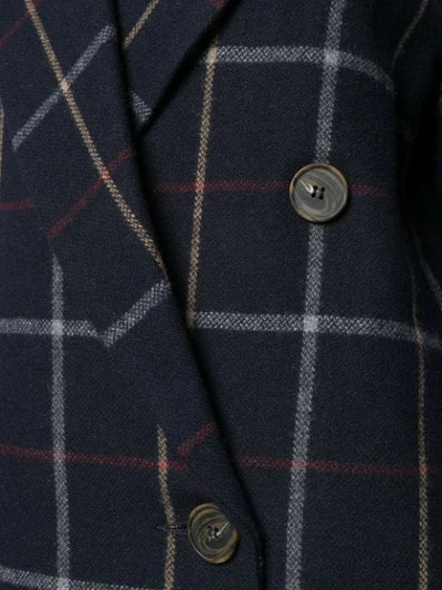 Shop A.w.a.k.e. Double Breasted Check Coat - Blue
