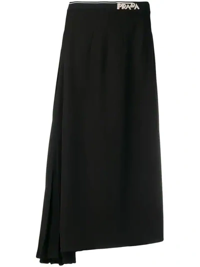 PRADA ASYMMETRIC SKIRT - 黑色