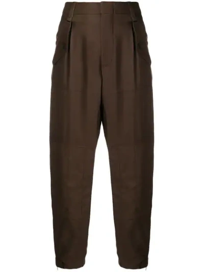 Shop Chloé High Waisted Tapered Trousers - Brown