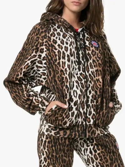 Shop Versace Leopard Print Hoodie In Brown