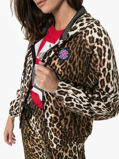 Shop Versace Leopard Print Hoodie In Brown