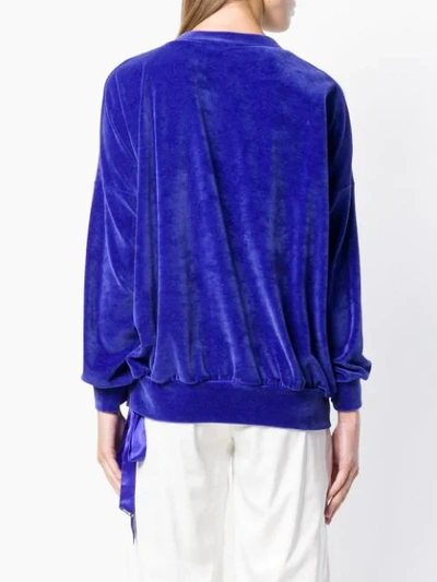 Shop Styland Plain Velvet Sweatshirt In Blue