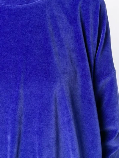 Shop Styland Plain Velvet Sweatshirt In Blue