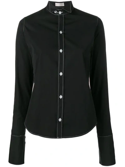 Shop Dior Contrast Stitching Detailed Shirt In Black