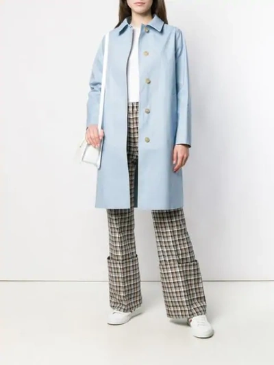 Shop Mackintosh Classic Fitted Trench Coat In Blue