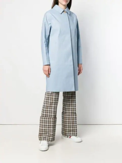 Shop Mackintosh Classic Fitted Trench Coat In Blue