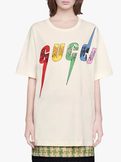 Shop Gucci Blade Oversized T-shirt In White