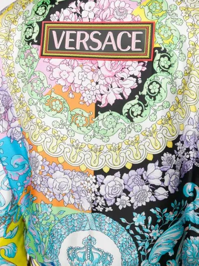 Shop Versace Baroque Print Bomber Jacket In Blue