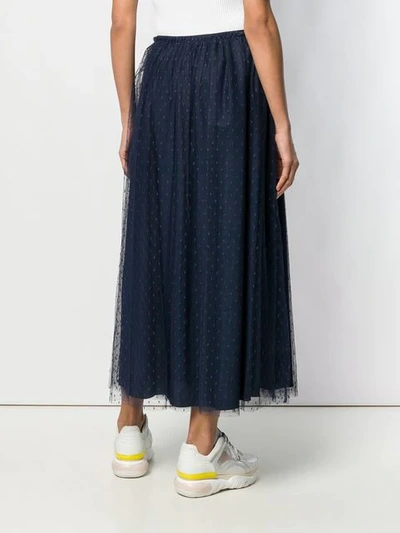Shop Red Valentino Point D'esprit Tulle Skirt In Blue