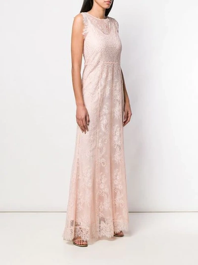 Shop Liu •jo Embellished Lace Gown In Pink