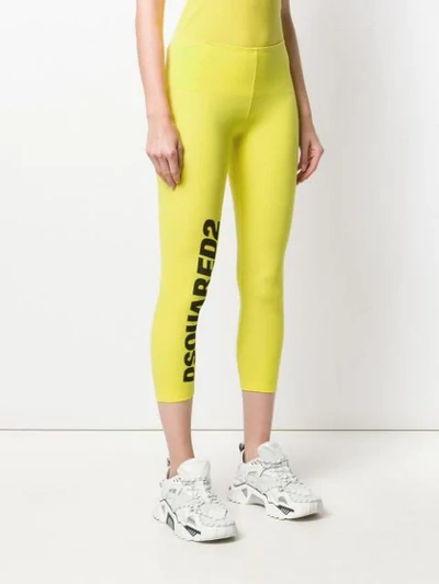 Shop Dsquared2 Logo Print Leggings - Yellow