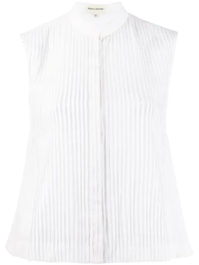 Shop Rahul Mishra Sleeveless Pleated Shirt In White
