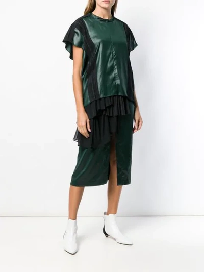 Shop Carven Liquid Satin Pleated Gown In Green
