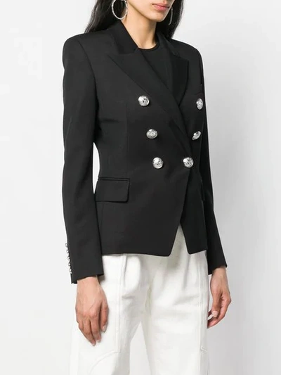 Shop Balmain Blazer Mit Steigendem Revers - Schwarz In Black