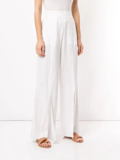 Shop Venroy Split Wide Leg Trousers In White