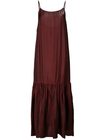Shop Uma Wang Tiered Maxi Dress In Dark Red