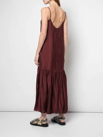 Shop Uma Wang Tiered Maxi Dress In Dark Red