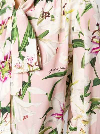 Shop Dolce & Gabbana Floral Tie Neck Blouse In Pink