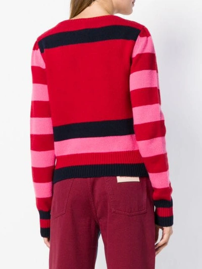 Shop Tommy Hilfiger Stripe Logo Sweater In Red