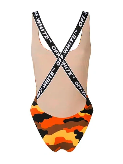 Shop Off-white Reversible Camouflage Print Bodysuit In Orange