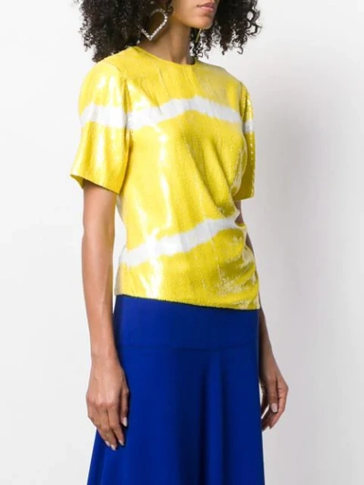 Shop Msgm Sequin T-shirt In Yellow