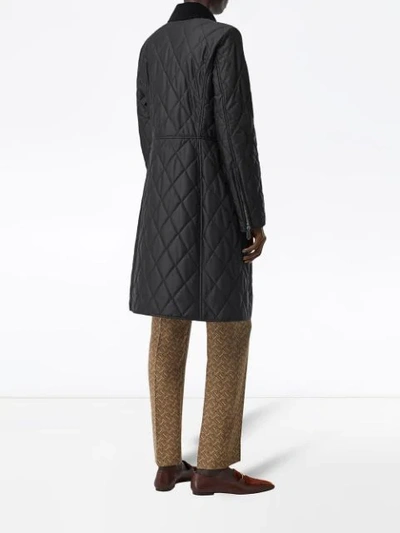 Shop Burberry Monogram Motif Quilted Riding Coat In Black