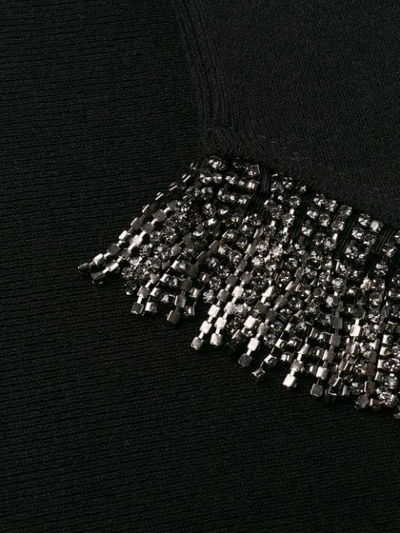 Shop Pinko Rhinestone Fringe Knit Skirt In Z99 Black