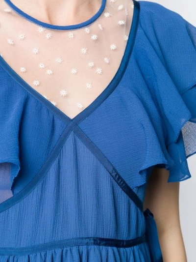 Shop Philosophy Di Lorenzo Serafini Ruffled Long Dress In Blue
